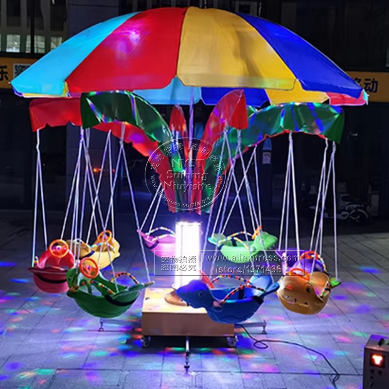 Kids Outdoor Umbrella Chair - メリーゴーランド傘回転木馬子供用スイングチェアフライングフィッシュ屋内屋外裏庭遊園地テーマパーク機器子供用乗り物