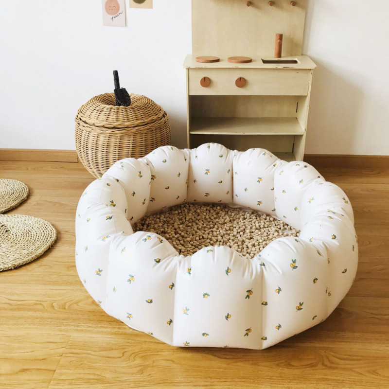 Kids Outdoor Fence - 折りたたみ式インフレータブルベビーバスプール、花びら型PVCベビーシャワーピットフェンス、子供用屋外遊び用水浴槽