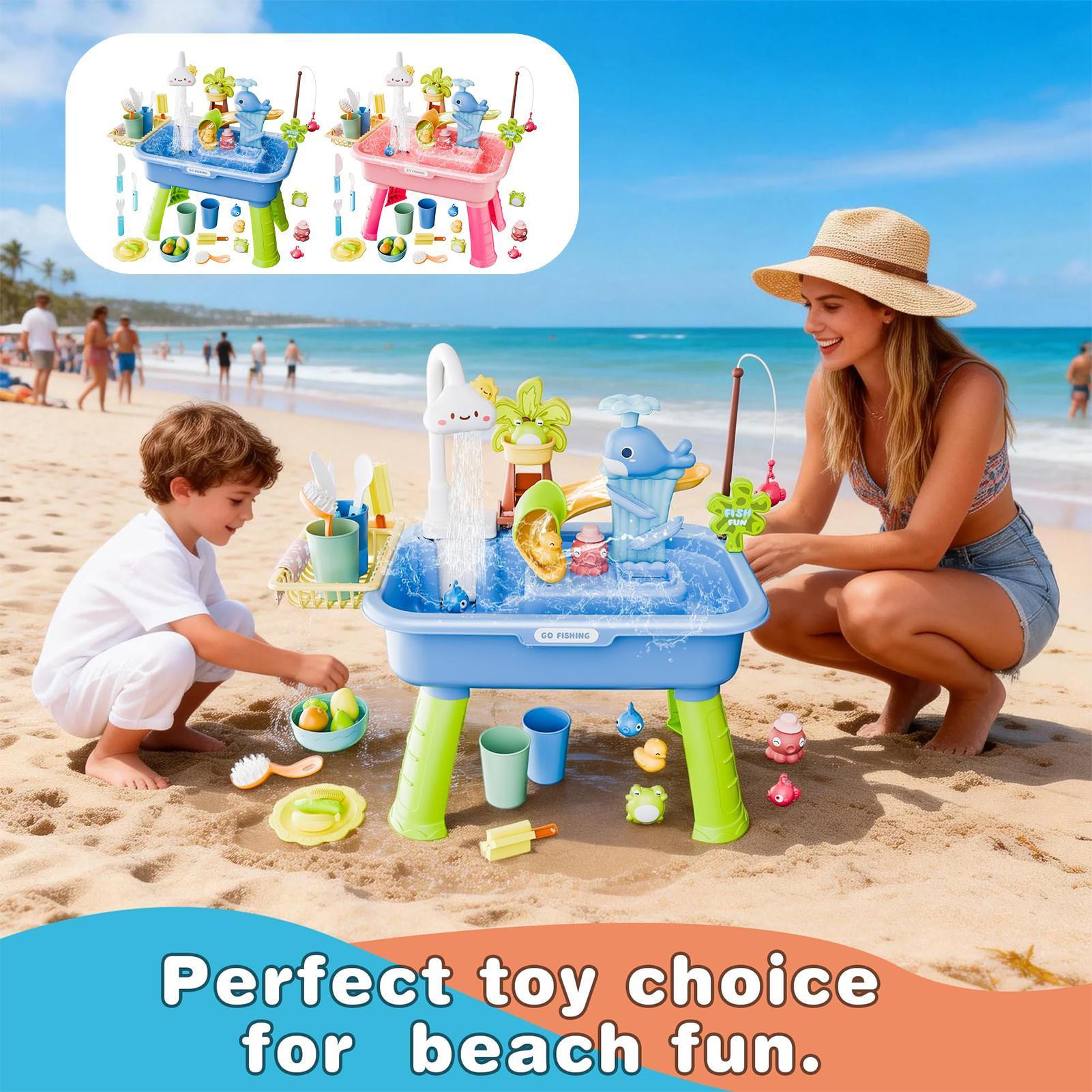 Kids Outdoor Water Table - 子供用キッチンおもちゃ 電動で楽しい水遊び 取り外し可能なテーブル脚 実践能力を高める 誕生日パーティー用の家庭用ギフト