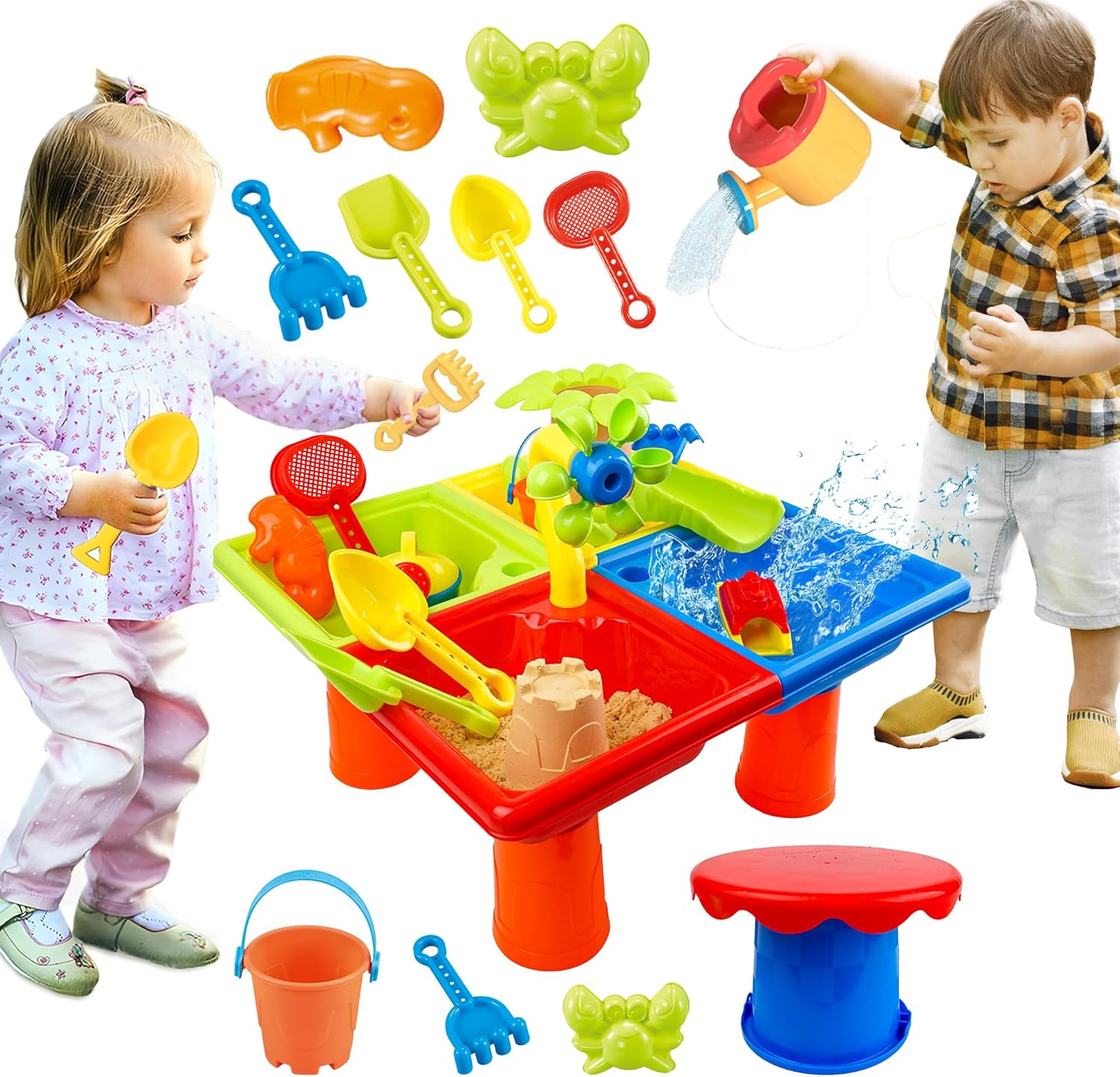 Kids Outdoor Water Table - 幼児用夏のウォーターテーブル 25 個 4 in 1