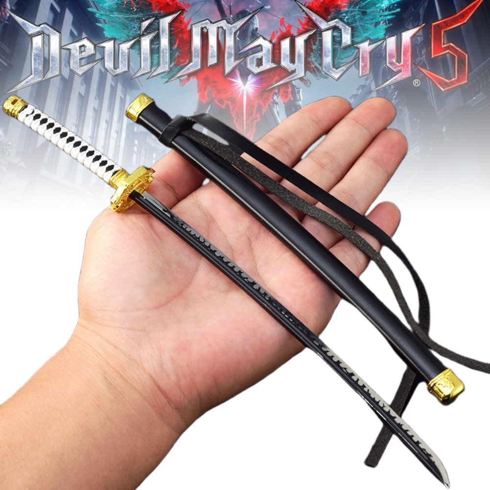 Kids Outdoor Ninja Equipment - ミニ金属ヤマト刀デビルメイクライ 5 バージル本物の鉄忍者ナイフ悪魔日本の刀サムライソード子供のおもちゃアニメギフト