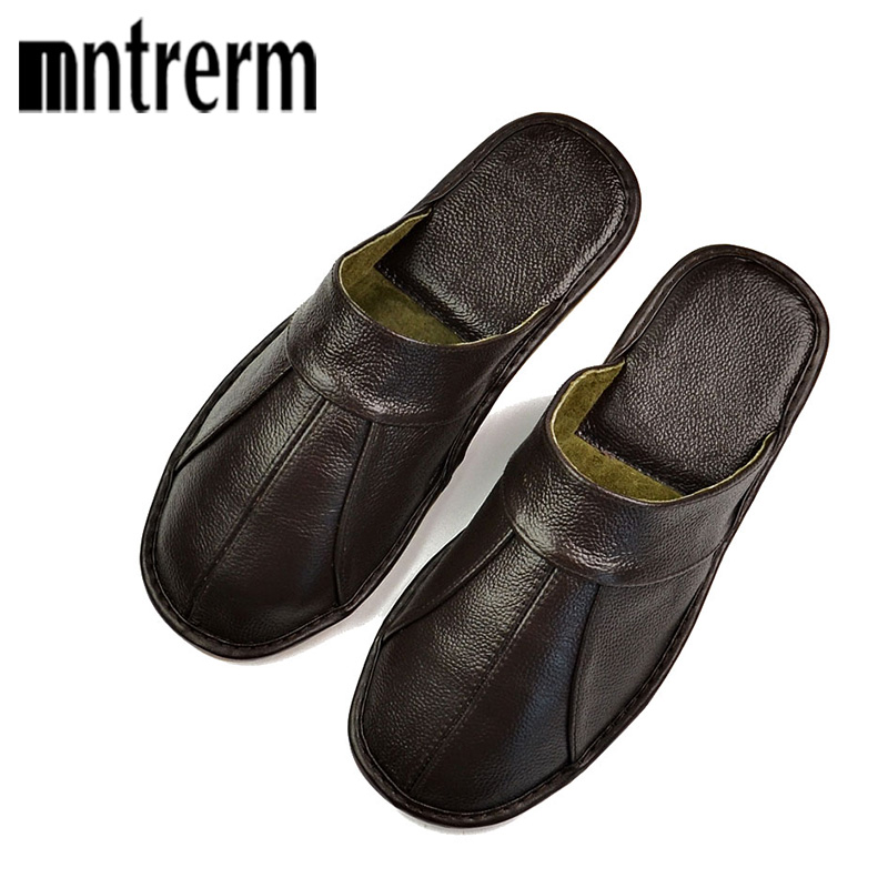 Kids Outdoor Shoes - Mntrerm-メンズ100% 牛革レザースリッパ,快適で柔らかく,手縫い,黒と茶色