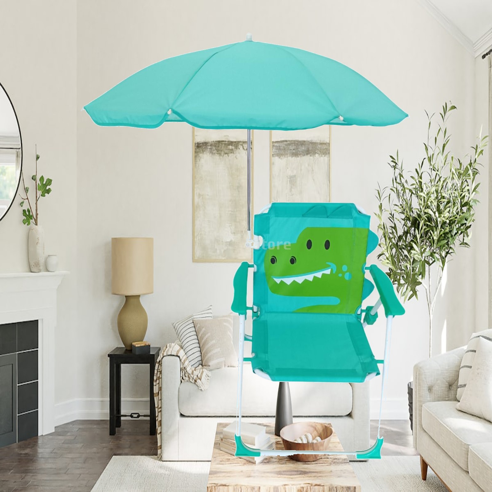 Kids Outdoor Umbrella Chair - 子供用ビーチチェアテント、ハイキング用子供用シート（傘付き、楽しい背もたれ付き）（13.78L x 14.57W x 20.08H）バーベキュー、釣り用屋外シート