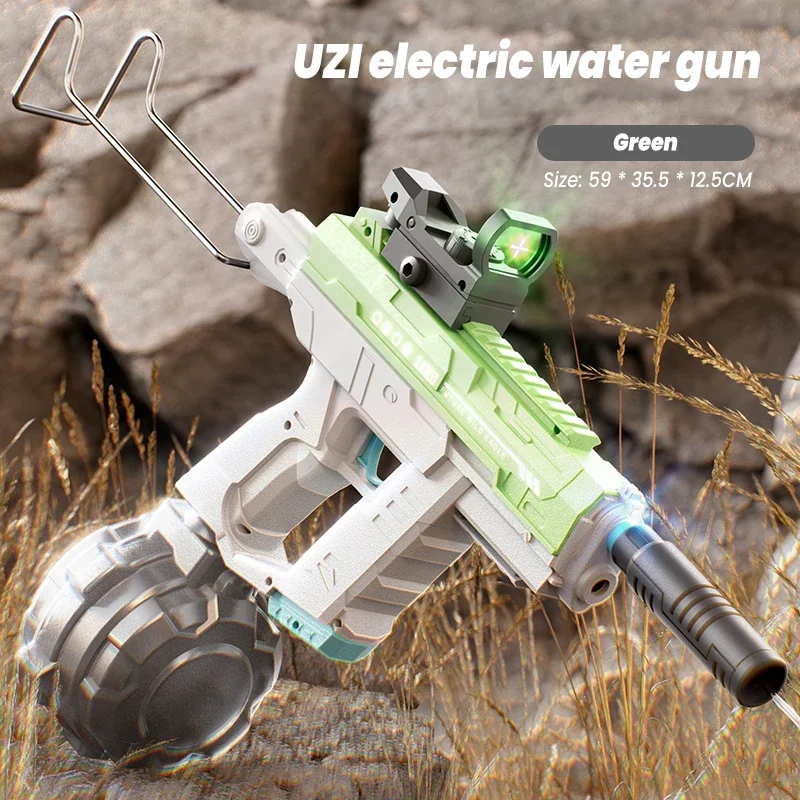 Kids Outdoor Nature Toys - 電動 UZI スペースウォーターガンハンド一体型 3 機能サコーピンライト子供のおもちゃ男の子水遊びゲーム屋外ギフト