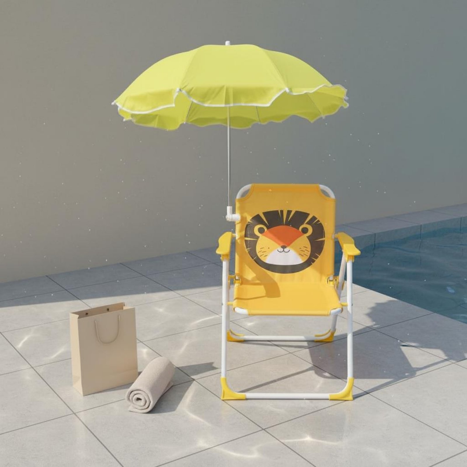 屋外用子供用ビーチチェア、日傘付き、軽量折りたたみ式キッズビ - Kids Outdoor Umbrella Chair のレビューと価格