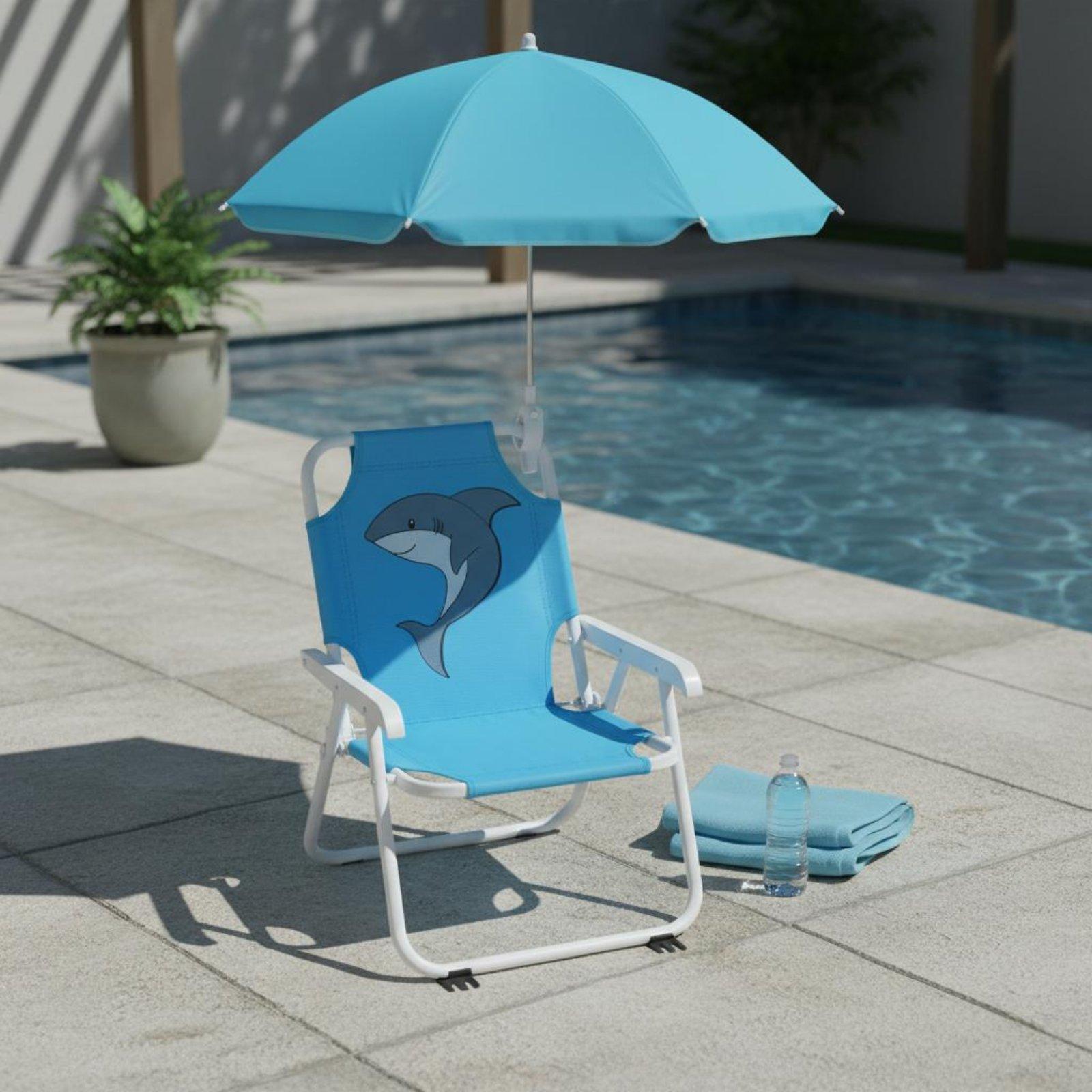 屋外用子供用ビーチチェア、日傘付き、軽量折りたたみ式キッズビ - Kids Outdoor Umbrella Chair のレビューと価格