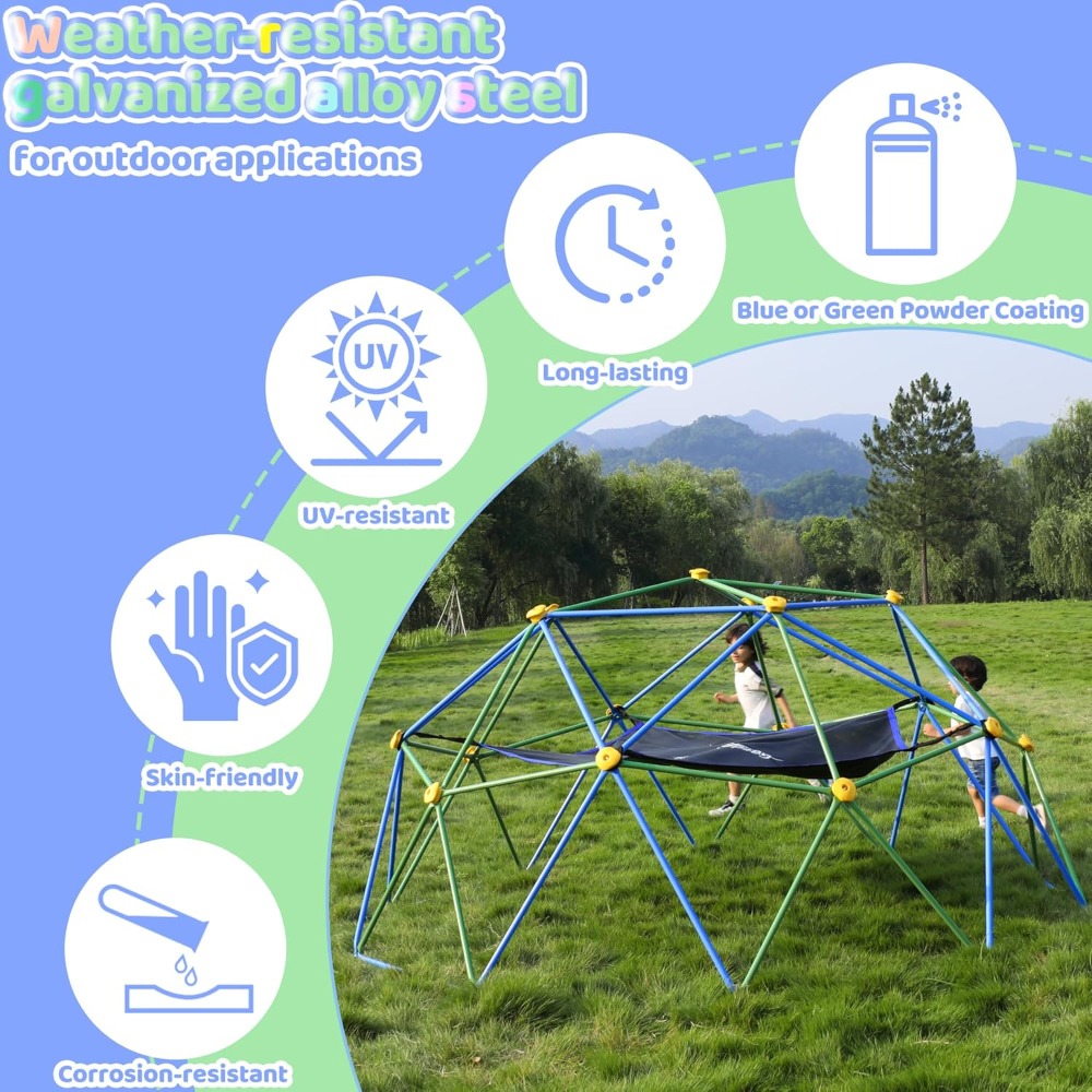 子供用屋外幾何学ドーム型クライマー、10フィート遊具、ハンモ - Kids Outdoor Dome Climber のレビューと価格