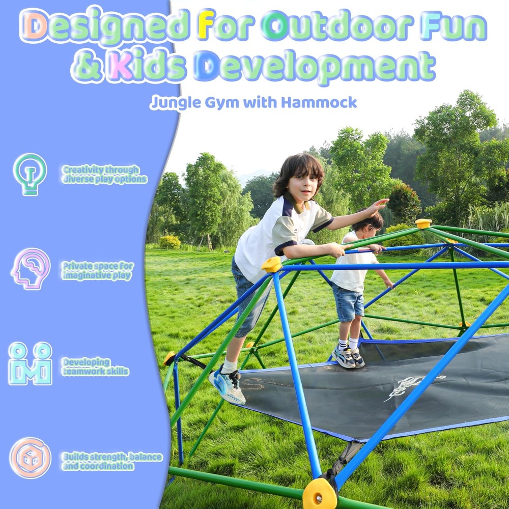 子供用屋外幾何学ドーム型クライマー、10フィート遊具、ハンモ - Kids Outdoor Dome Climber のレビューと価格