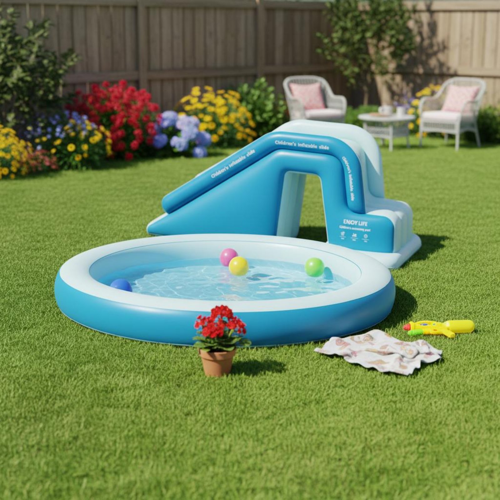 インフレータブルプールスライド 折りたたみ式インフレータブル - Kids Outdoor Nature Toys のレビューと価格