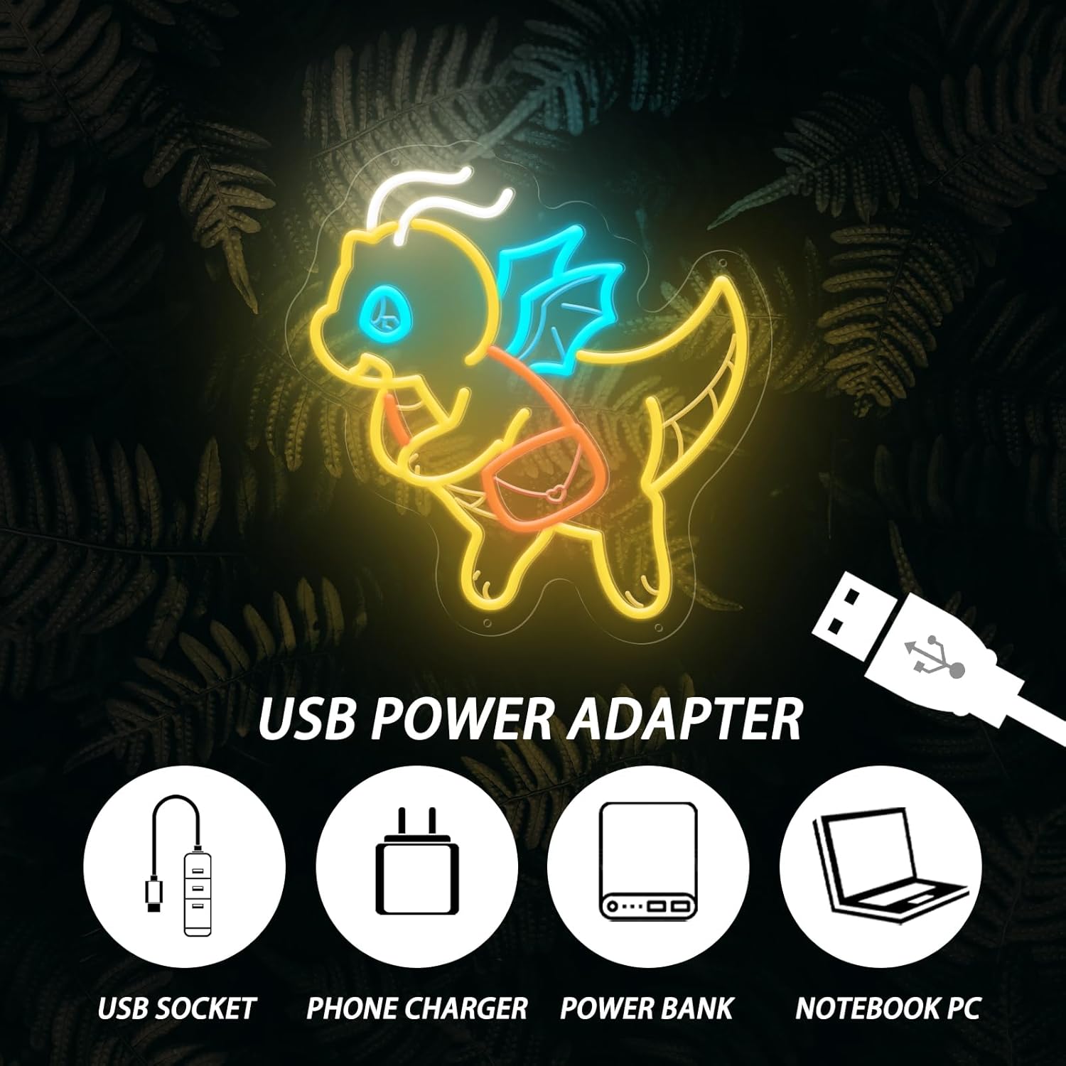 USB調光可能のかわいい恐竜ネオンライト、子供部屋の装飾に、 - Kids Outdoor Gift Ideas のレビューと価格