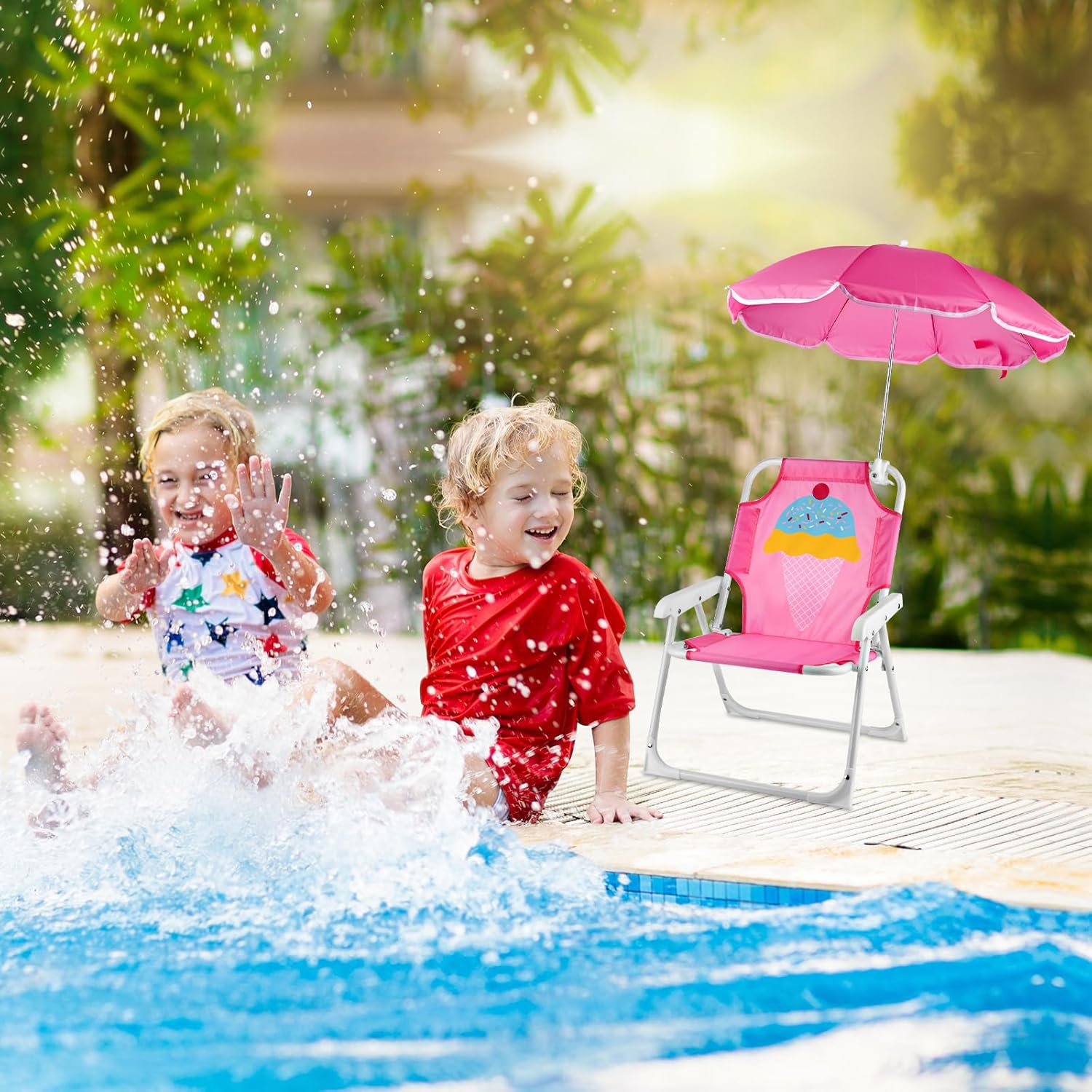 1 セット折りたたみビーチチェア傘付きポータブル屋外キャンプ - Kids Outdoor Umbrella Chair のレビューと価格