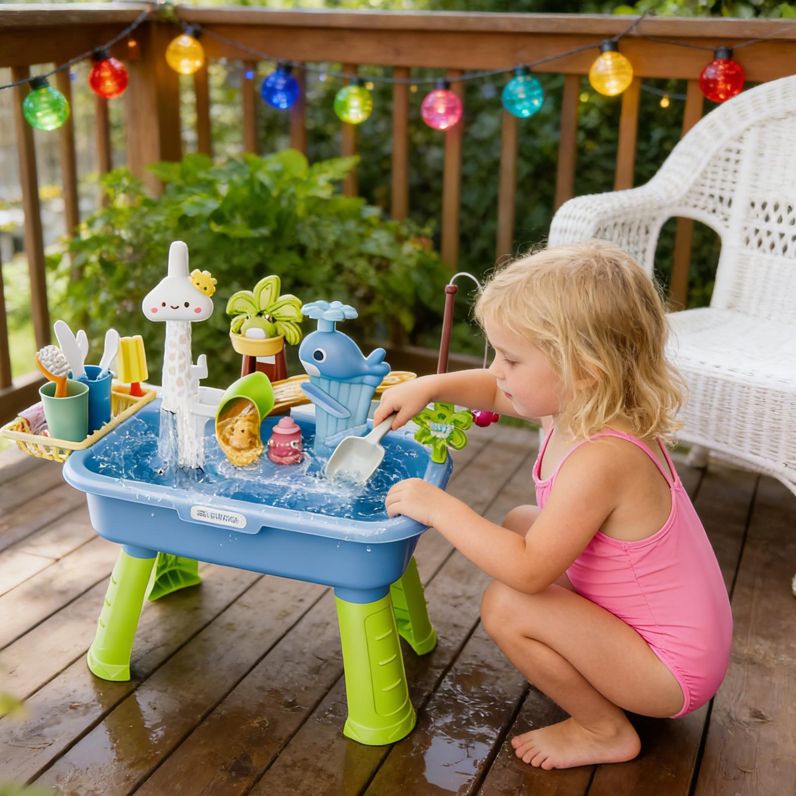 子供用キッチンおもちゃ 電動で楽しい水遊び 取り外し可能なテ - Kids Outdoor Water Table のレビューと価格