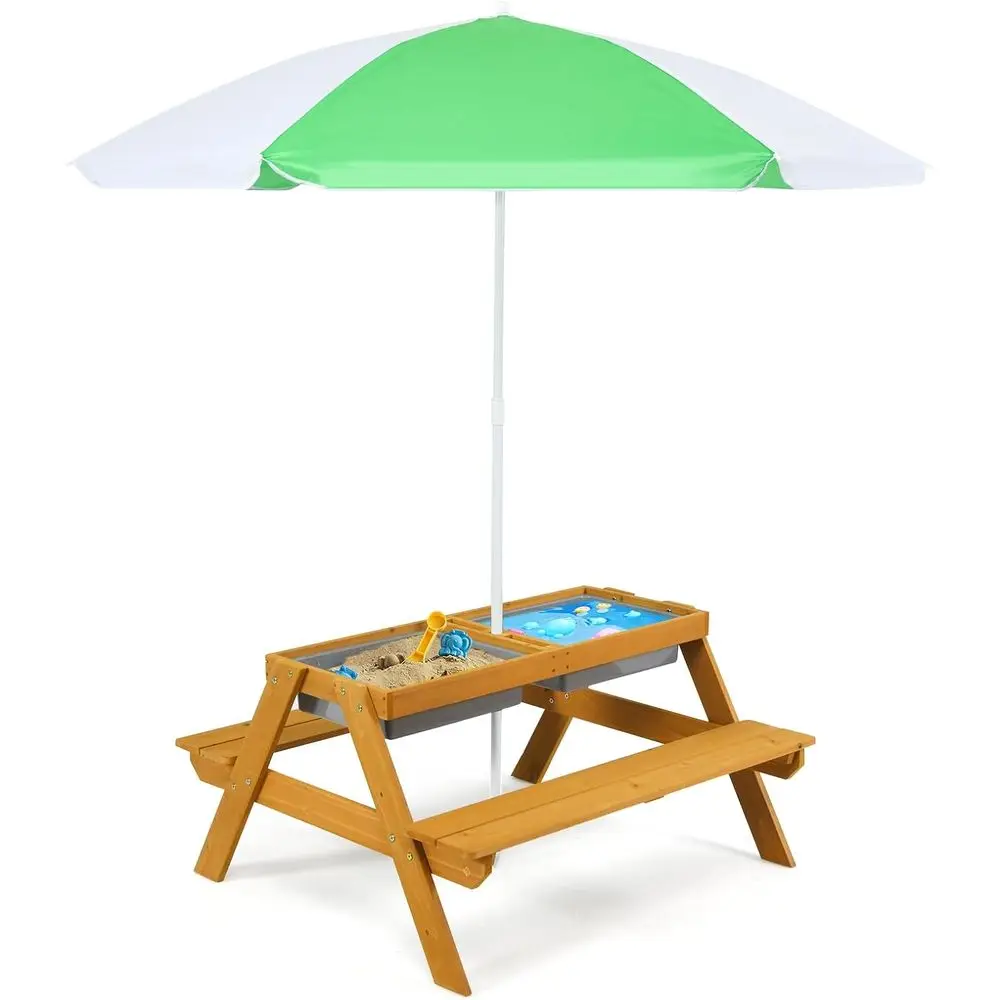 3in1高さ調節可能傘付きキッズピクニックテーブル、水遊び＆ - Kids Outdoor Table With Umbrella のレビューと価格