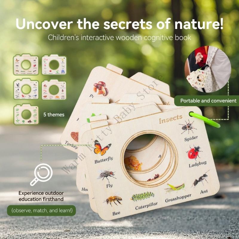 子供自然観察セット虫眼鏡木製植物と動物イラストガイドカード子 - Kids Outdoor Nature Toys のレビューと価格