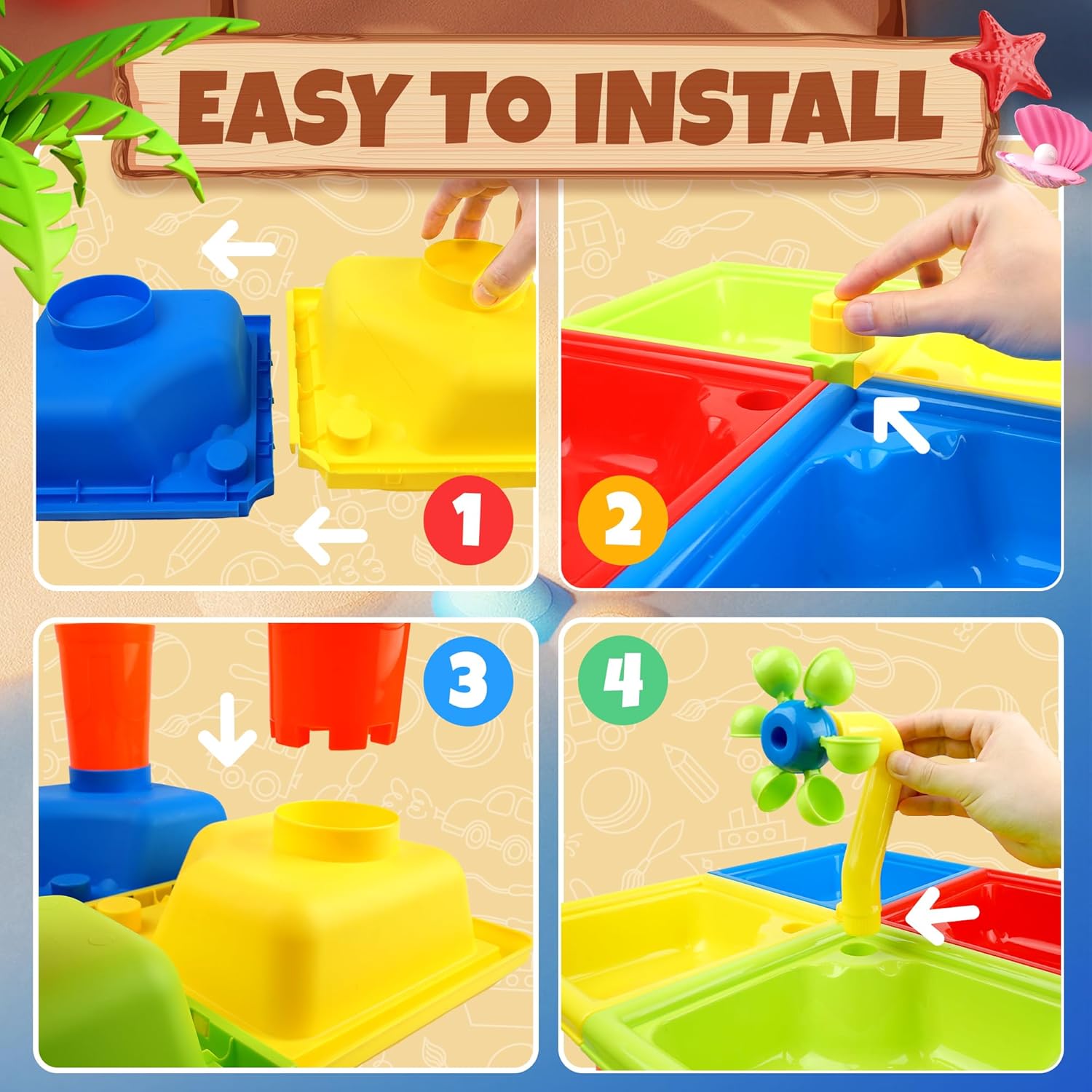 幼児用夏のウォーターテーブル 25 個 4 in 1 子供用 - Kids Outdoor Water Table のレビューと価格