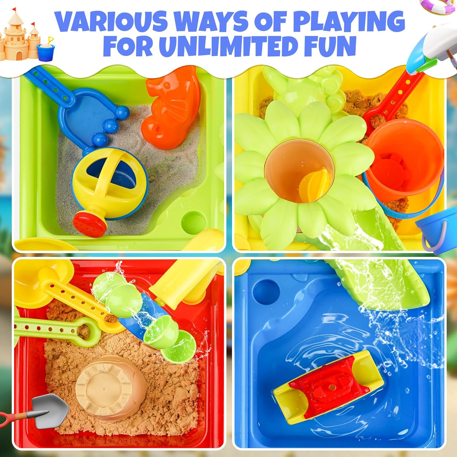 幼児用夏のウォーターテーブル 25 個 4 in 1 子供用 - Kids Outdoor Water Table のレビューと価格
