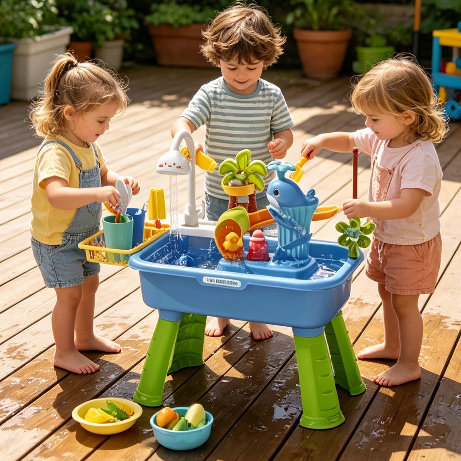 子供用キッチンおもちゃ電動水遊びテーブルゲームシンク水ポンプ - Kids Outdoor Water Table のレビューと価格