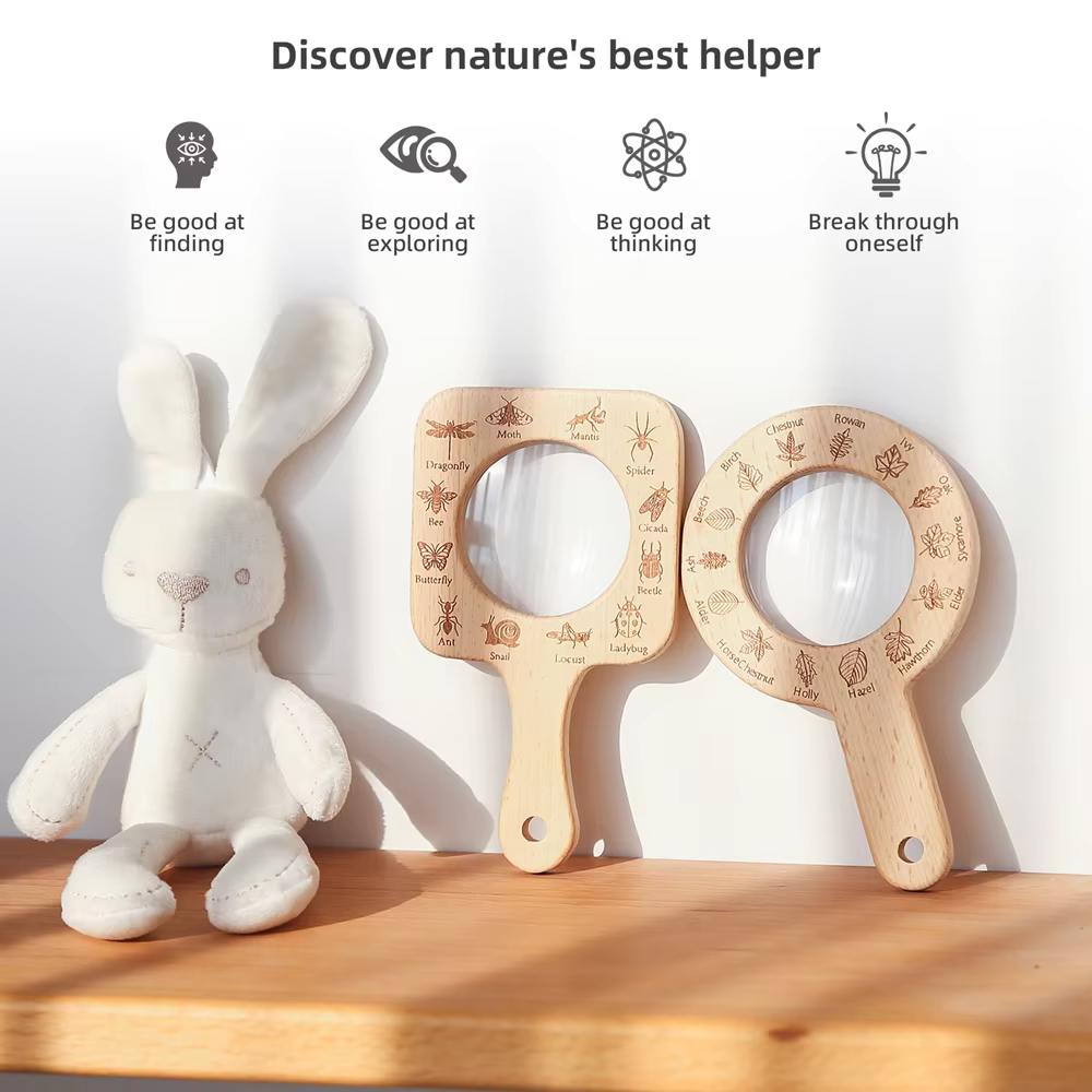 子供用木製拡大鏡 自然観察 昆虫や葉っぱの滑らかな表面 屋外 - Kids Outdoor Nature Toys のレビューと価格