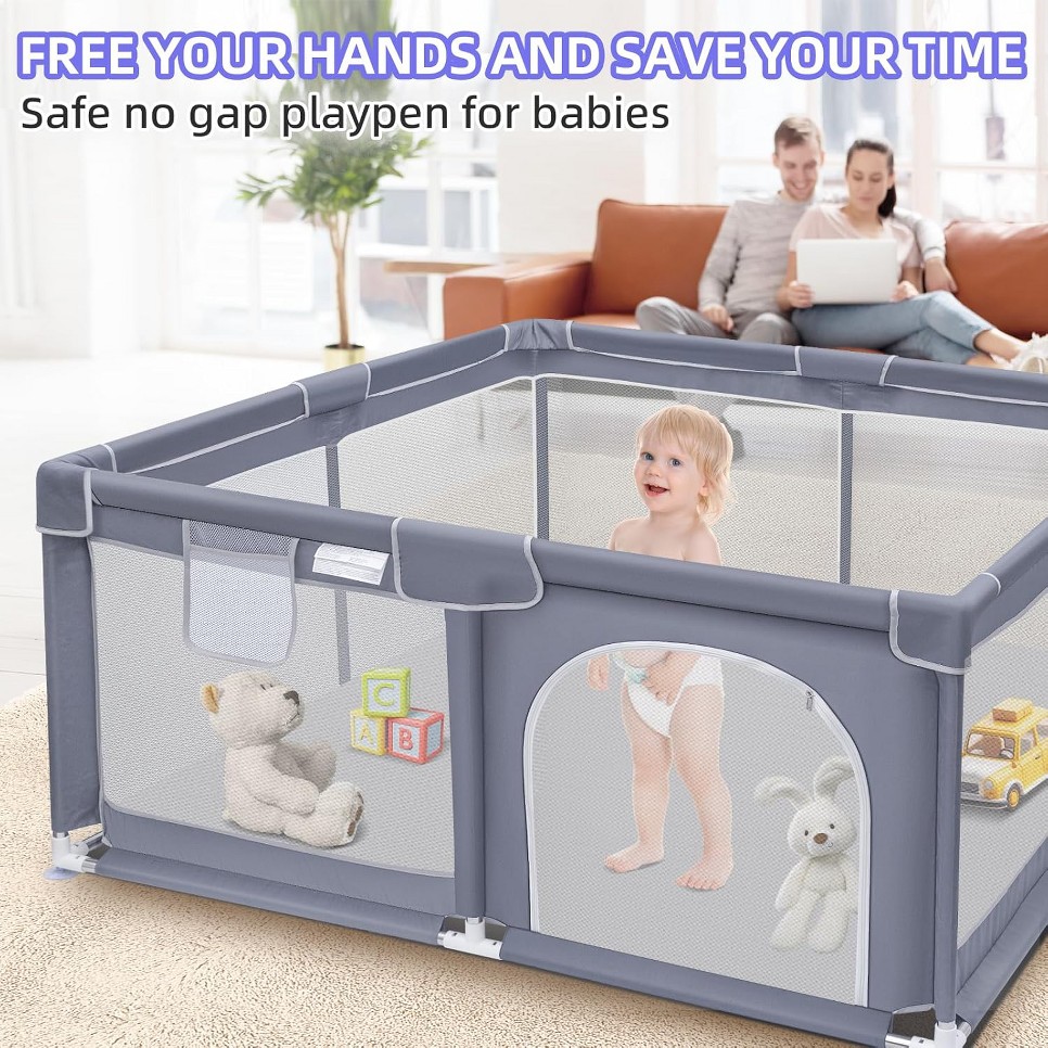 ベビーサークル、屋内外兼用特大プレイヤード、360度 °   - Kids Outdoor Fence のレビューと価格