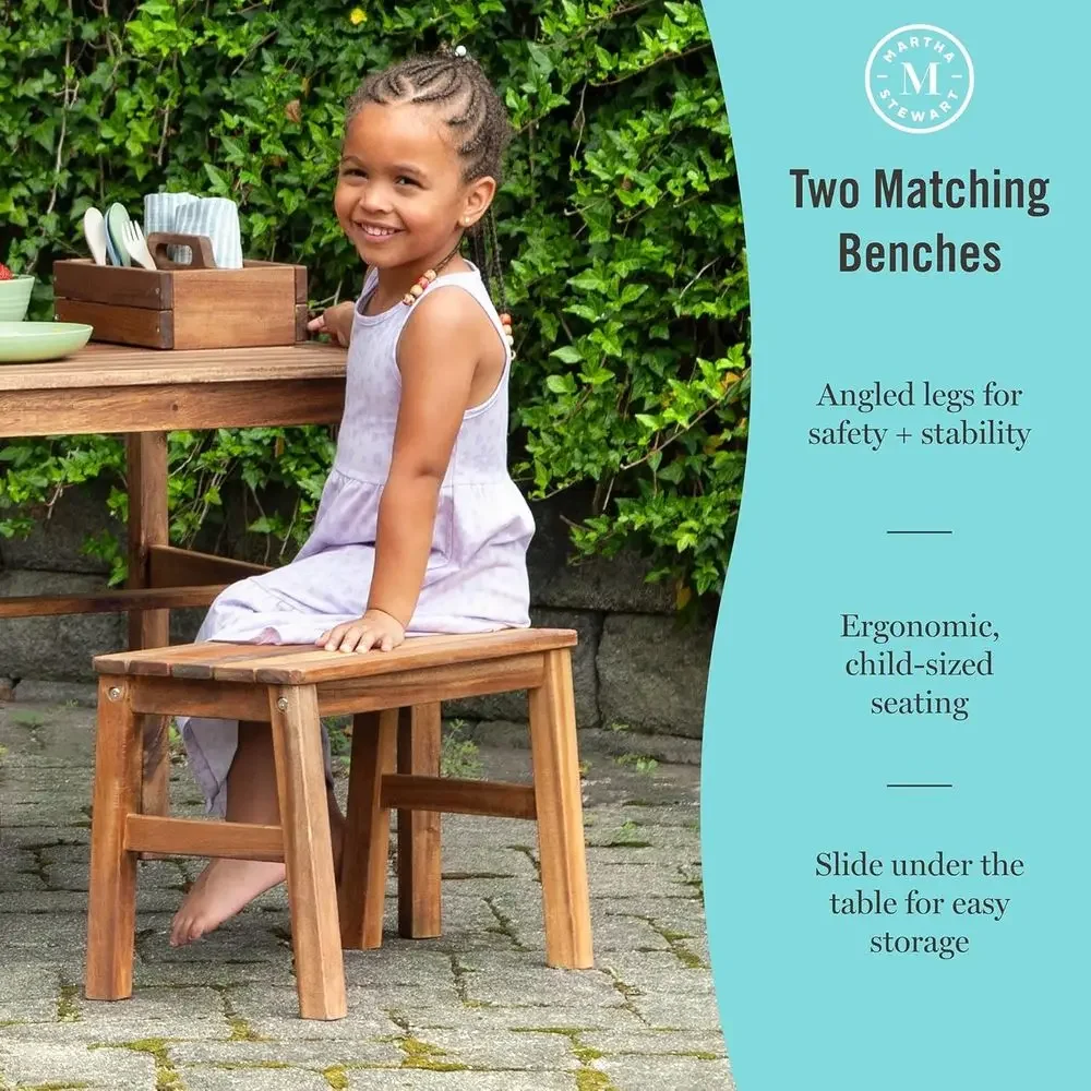 子供用屋外クレートテーブル、ベンチ＆傘セット：アカシア材製ア - Kids Outdoor Table With Umbrella のレビューと価格