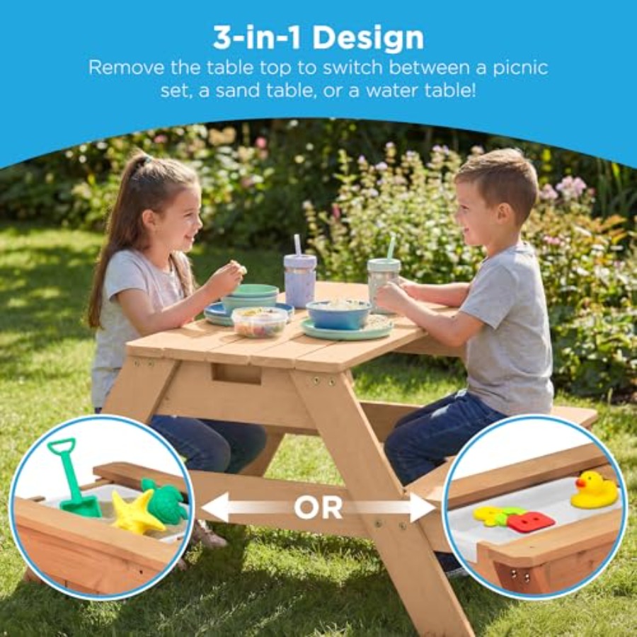 屋外用子供用ピクニックテーブル（傘付き）、3-in-1砂場・ - Kids Outdoor Table With Umbrella のレビューと価格