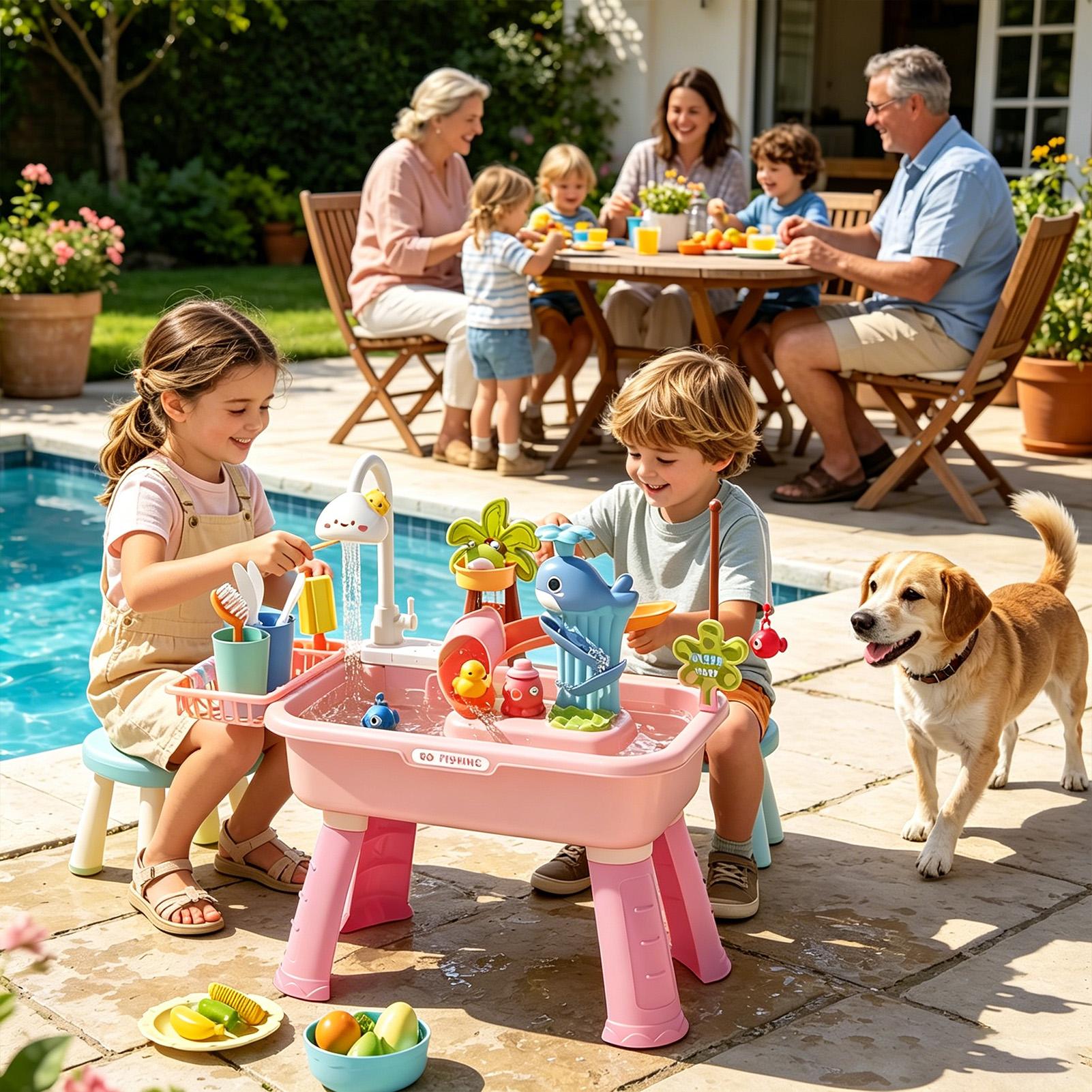 ポンプ付きキッズウォーターテーブル、幼児向け感覚遊びシンクア - Kids Outdoor Water Table のレビューと価格
