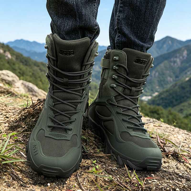 男性の戦術的なブーツカジュアル超軽量トレーニング安全作業防水 - Kids Outdoor Shoes のレビューと価格