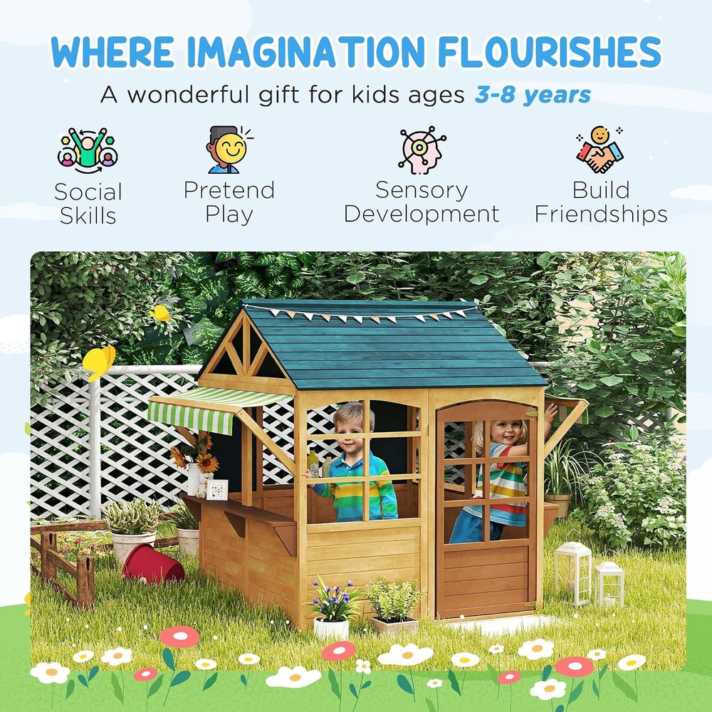 Qaba 折りたたみ式屋外プレイハウス（窓付き、3〜8歳のお - Qaba Kids Outdoor Playhouse のレビューと価格