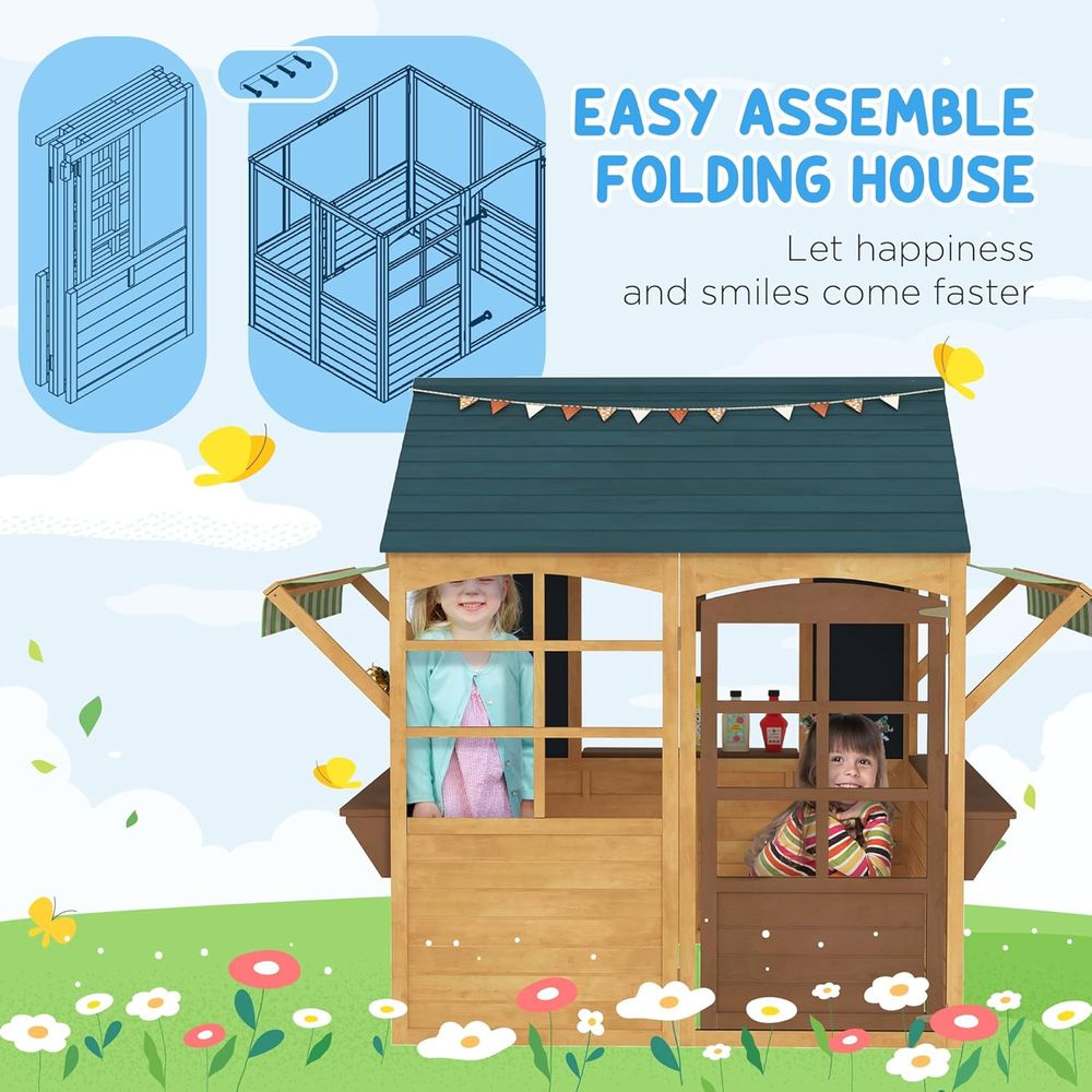 Qaba 折りたたみ式屋外プレイハウス（窓付き、3〜8歳のお - Qaba Kids Outdoor Playhouse のレビューと価格