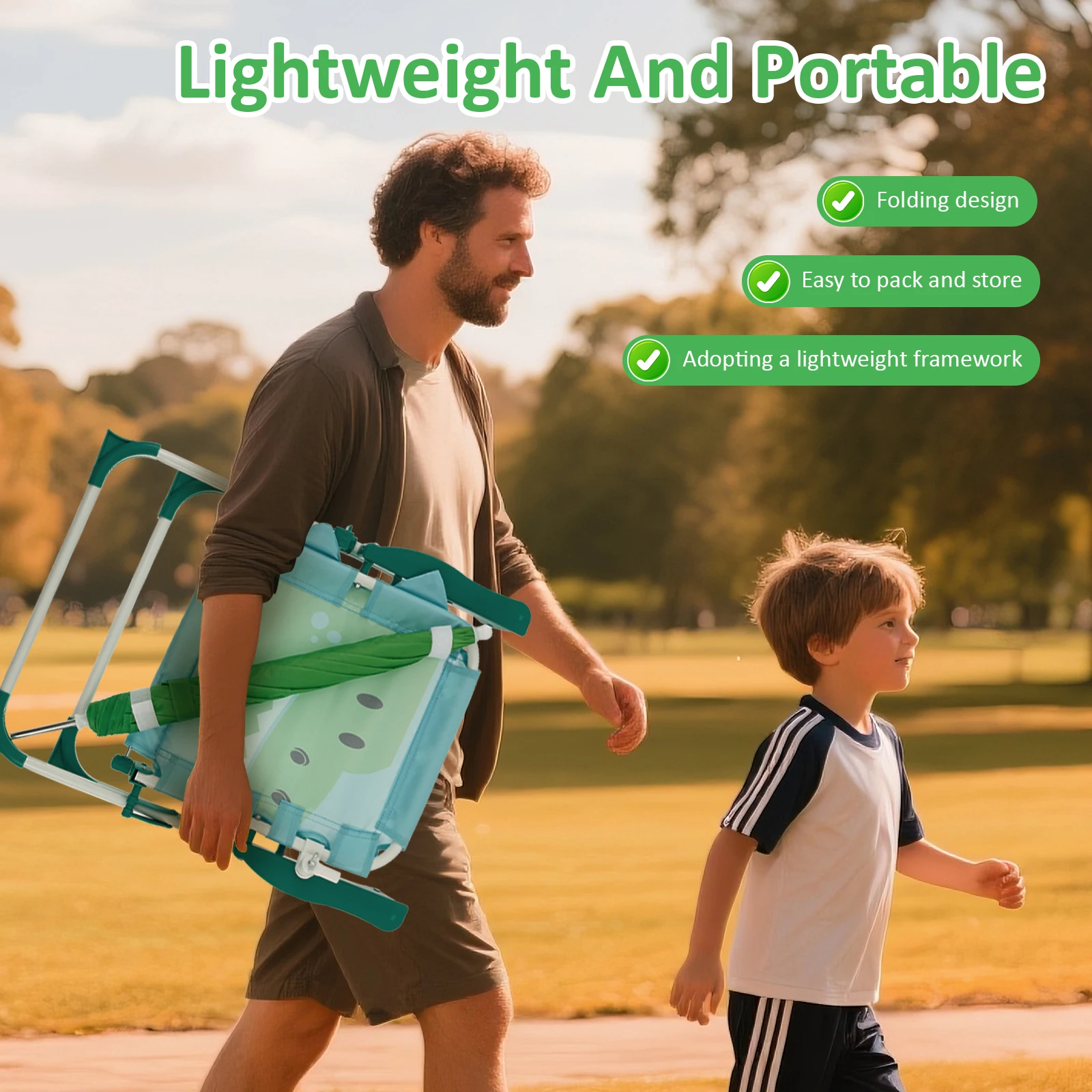 子供用折りたたみビーチチェア、日傘付き、屋外軽量旅行ピクニッ - Kids Outdoor Umbrella Chair のレビューと価格