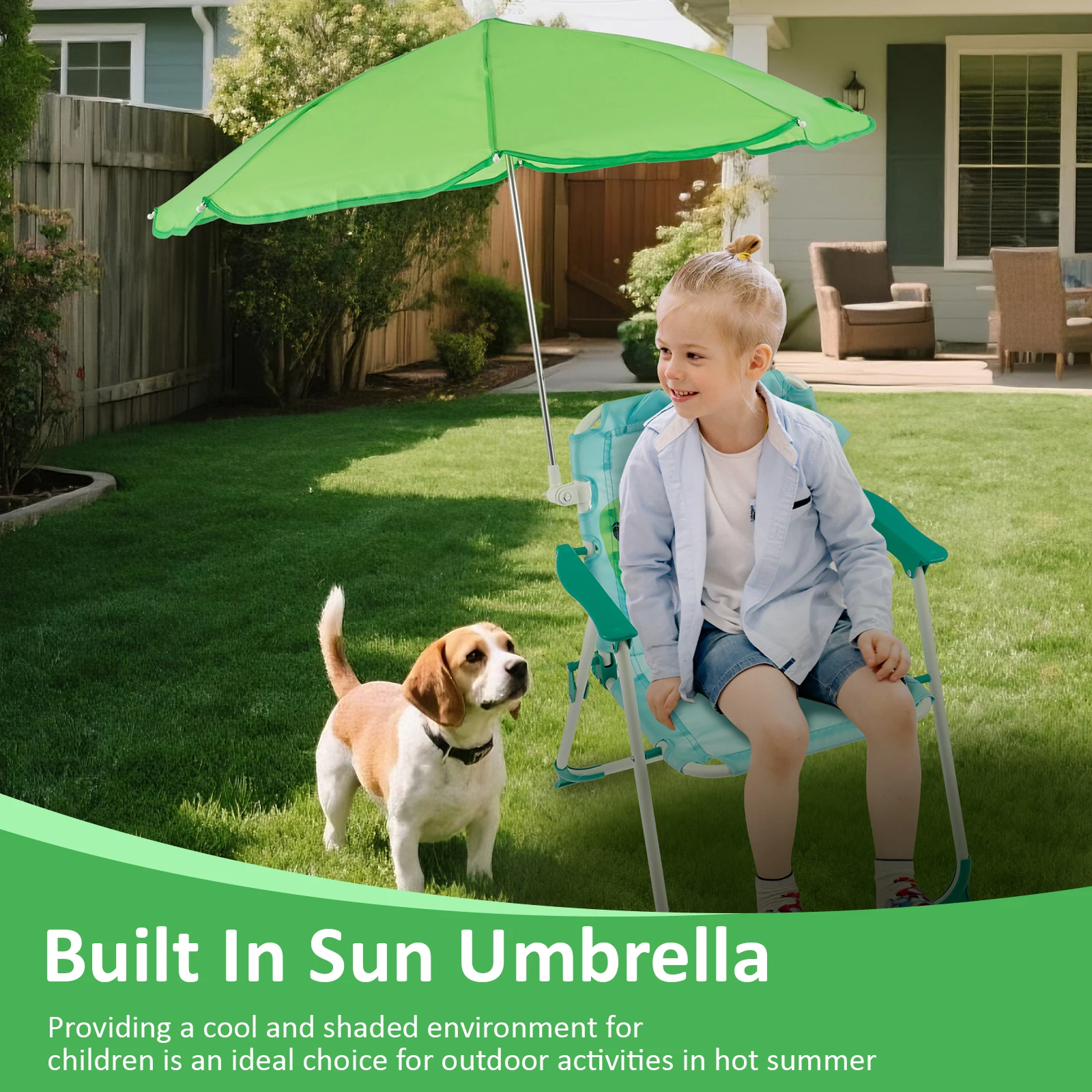 子供用折りたたみビーチチェア、日傘付き、屋外軽量旅行ピクニッ - Kids Outdoor Umbrella Chair のレビューと価格
