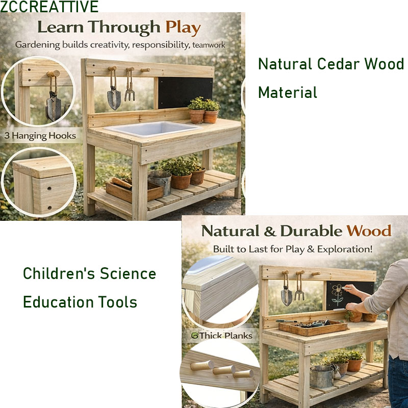 ZCCREATTIVE 子供用木製植栽台 屋外泥遊びキッチン - Kids Outdoor Mud Table のレビューと価格