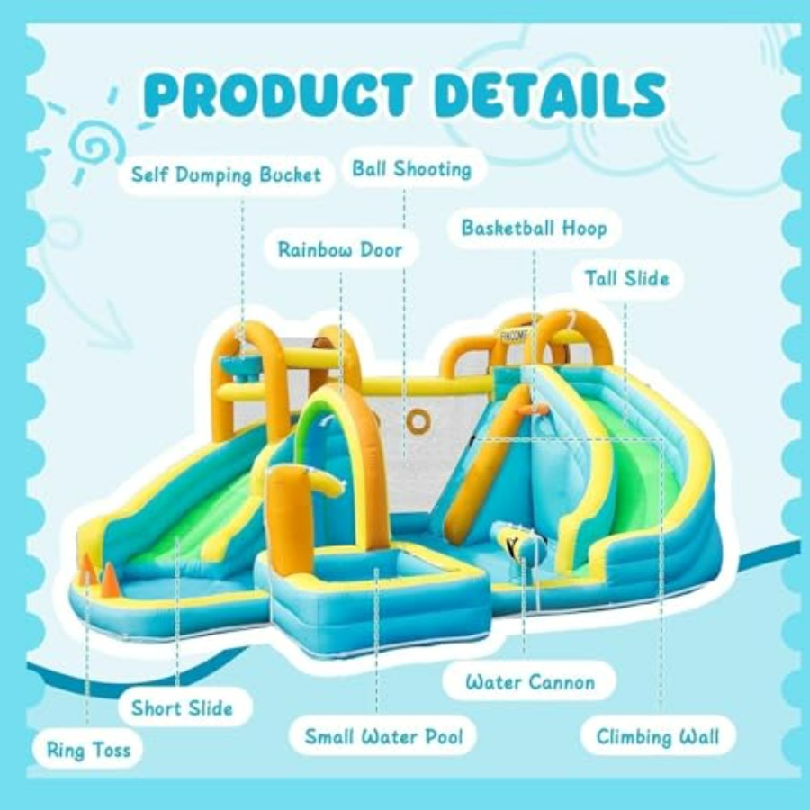 裏庭用屋外インフレータブルウォータースライド（子供用）、スプ - Kids Outdoor Pool のレビューと価格