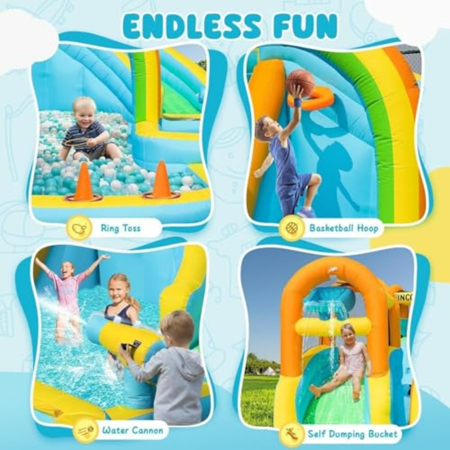 裏庭用屋外インフレータブルウォータースライド（子供用）、スプ - Kids Outdoor Pool のレビューと価格