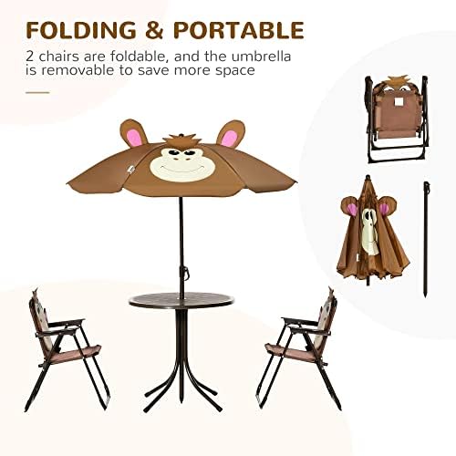 キッズテーブル＆チェアセット ピクニックテーブル傘 ブラウン - Kids Outdoor Table With Umbrella のレビューと価格