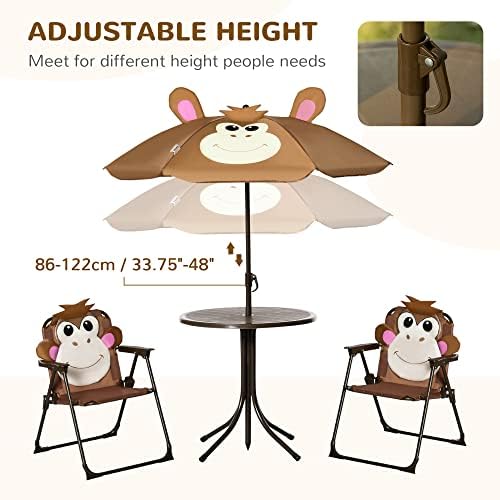 キッズテーブル＆チェアセット ピクニックテーブル傘 ブラウン - Kids Outdoor Table With Umbrella のレビューと価格