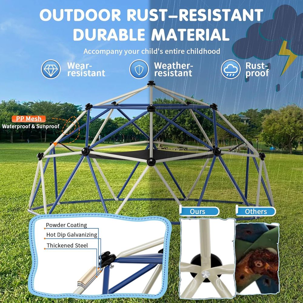ClimDome、10Tドームクライマー（ハンモック付き）、 - Kids Outdoor Dome Climber のレビューと価格
