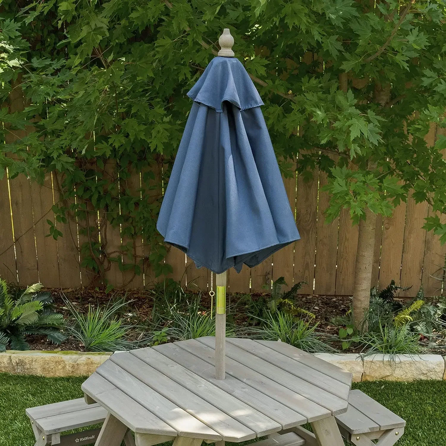 八角形テーブルスツール傘セット子供用屋外家具バーンウッドグレ - Kids Outdoor Table With Umbrella のレビューと価格