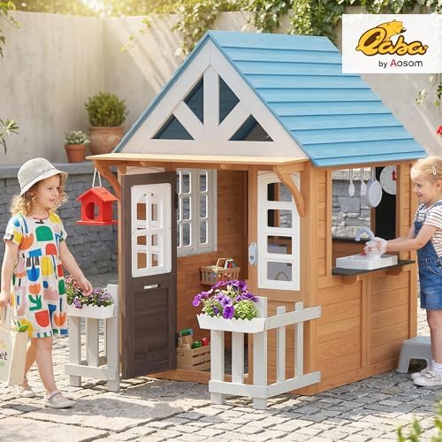 屋外用プレイハウス（ペット用ドア付き）、木製キッズプレイハウ - Kids Outdoor Fence のレビューと価格