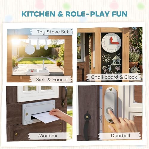 屋外用プレイハウス（ペット用ドア付き）、木製キッズプレイハウ - Kids Outdoor Fence のレビューと価格