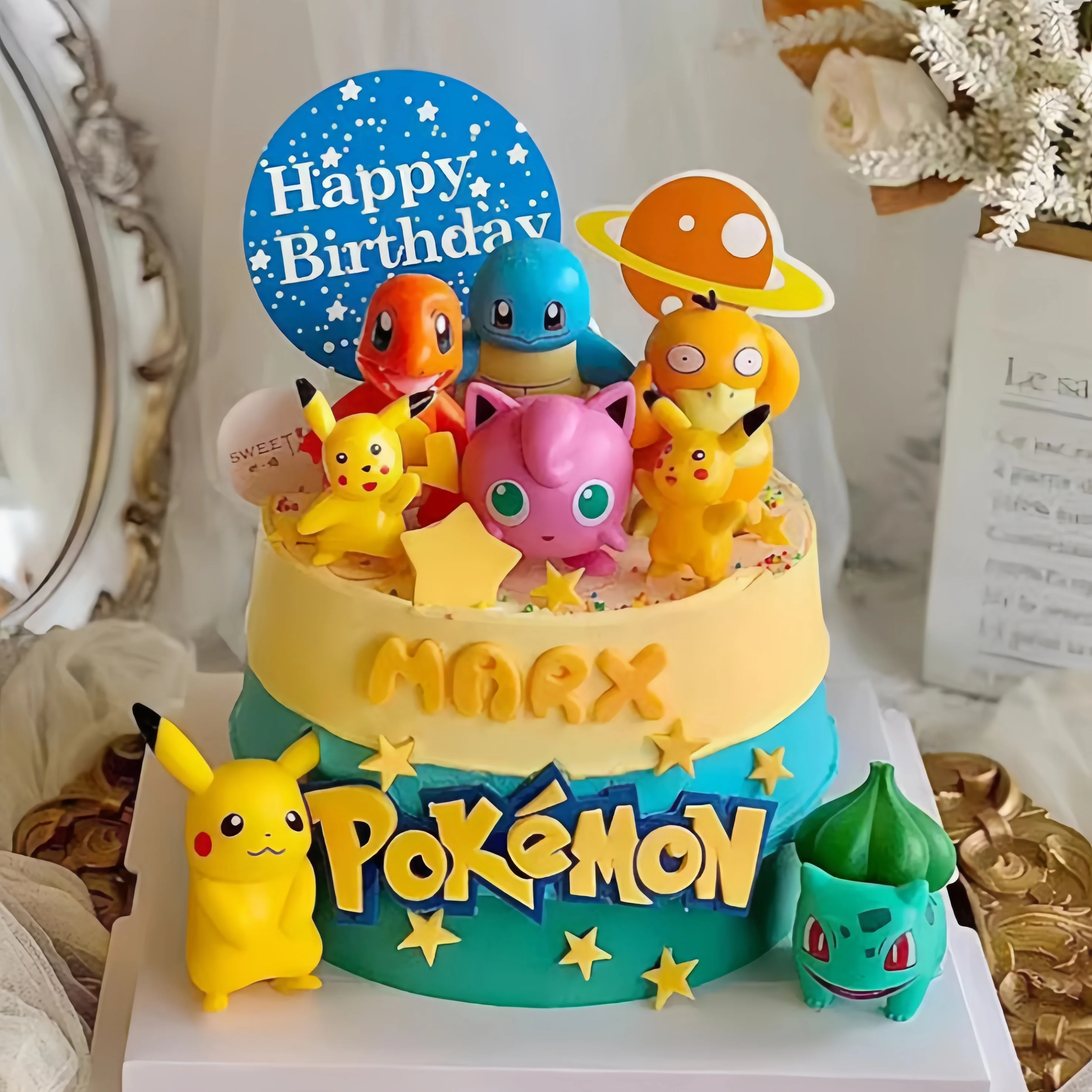6 ピース/セットポケモンモンスターケーキトッパーアニメフィ - Kids Outdoor Merry Go Round のレビューと価格