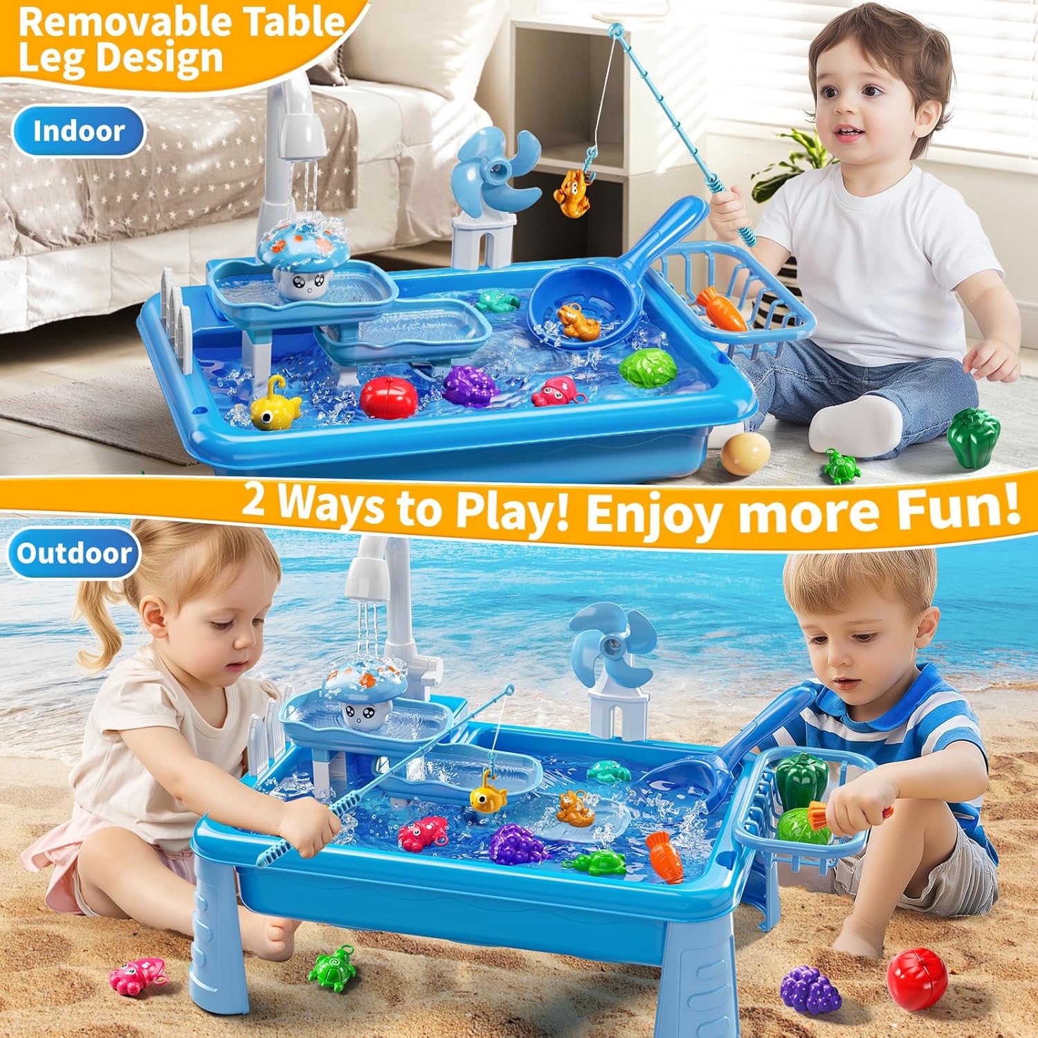 子供用ウォーターテーブル遊び場シンクおもちゃ、流水付き屋外キ - Kids Outdoor Water Table のレビューと価格
