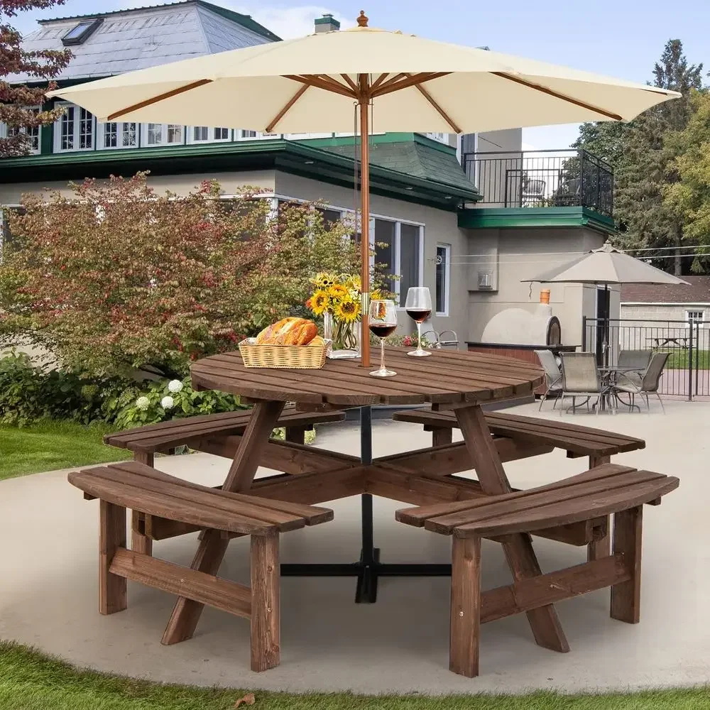 木製ピクニックテーブルセット（木製ベンチ付き）、大人4人また - Kids Outdoor Bench With Umbrella のレビューと価格