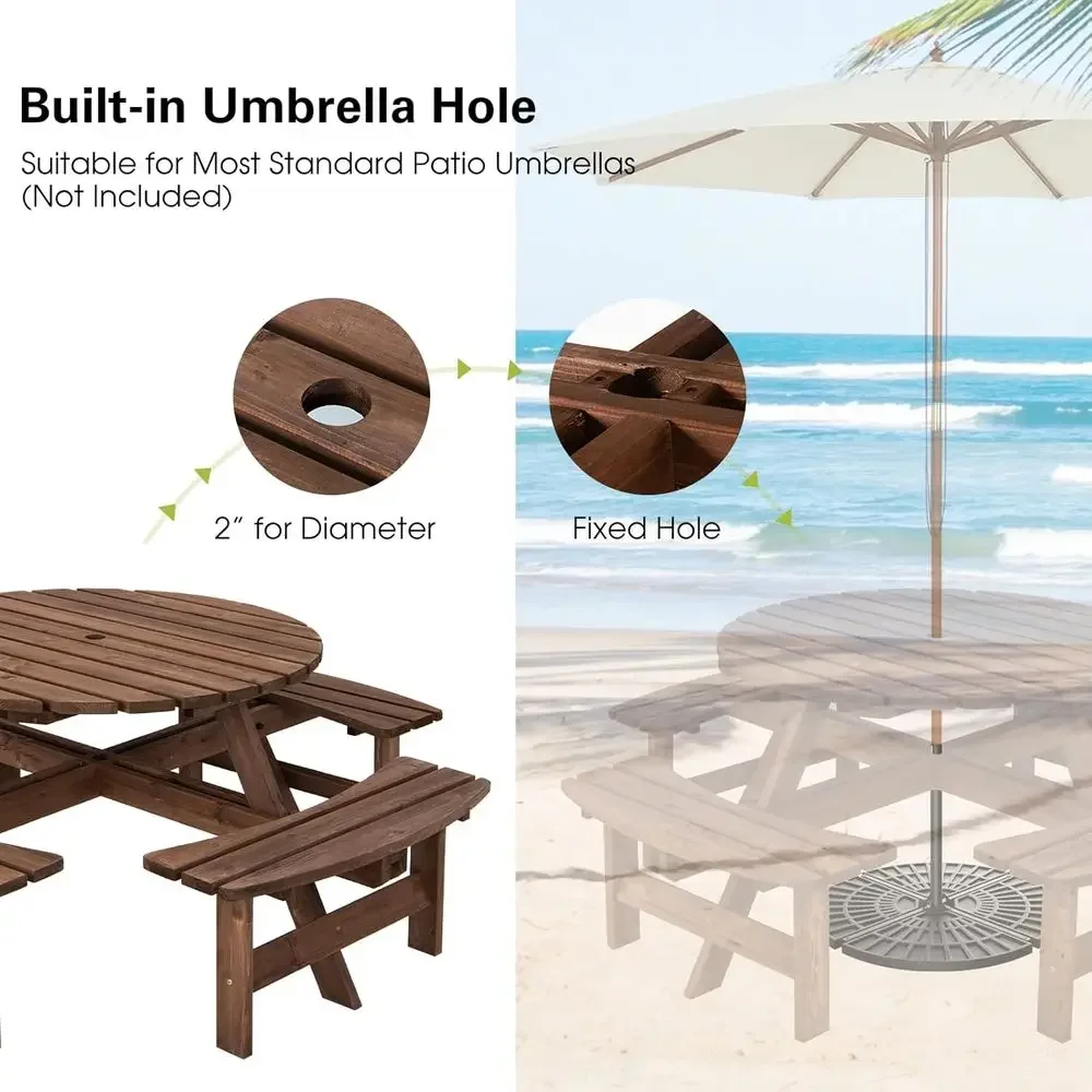 木製ピクニックテーブルセット（木製ベンチ付き）、大人4人また - Kids Outdoor Bench With Umbrella のレビューと価格