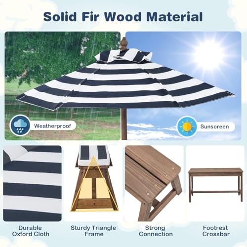 子供用ピクニックテーブル、屋外木製テーブル＆ベンチセット（取 - Kids Outdoor Bench With Umbrella のレビューと価格