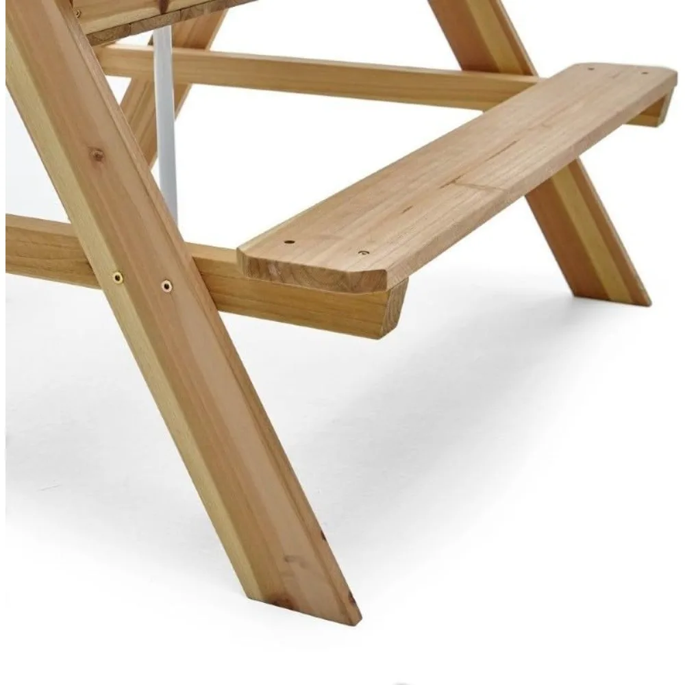 木製キッズピクニックテーブル 屋外幼児用アクティビティセット - Kids Outdoor Bench With Umbrella のレビューと価格