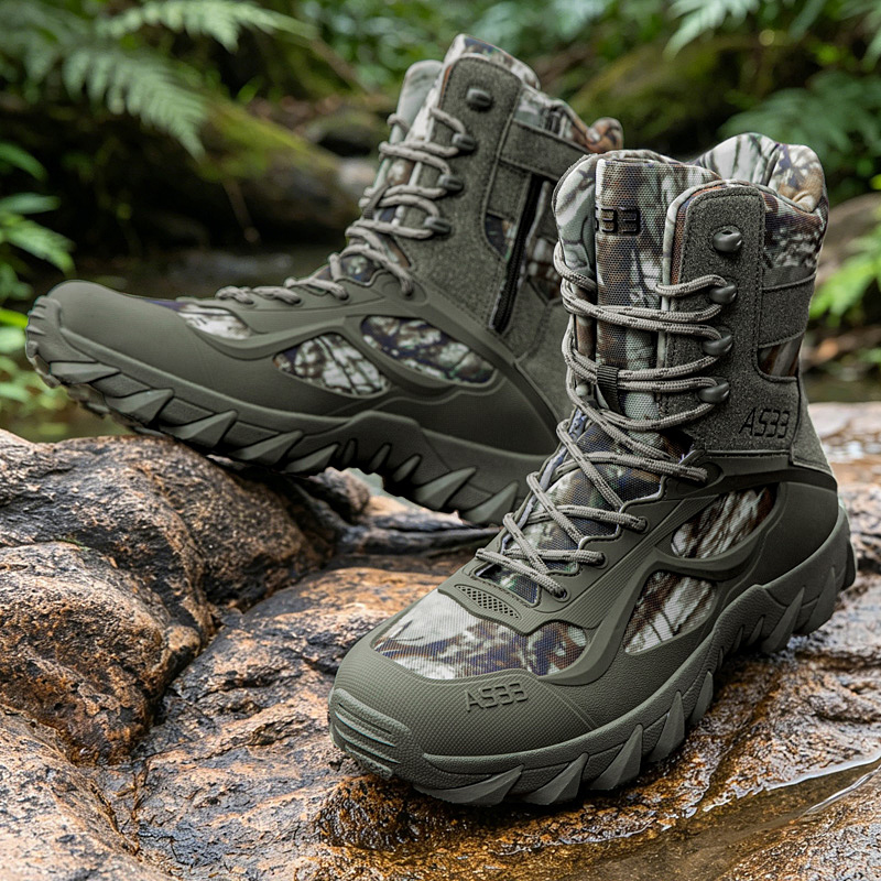 男性の戦術的なブーツ屋外超軽量安全足首通気性男性軍ブーツレー - Kids Outdoor Shoes のレビューと価格