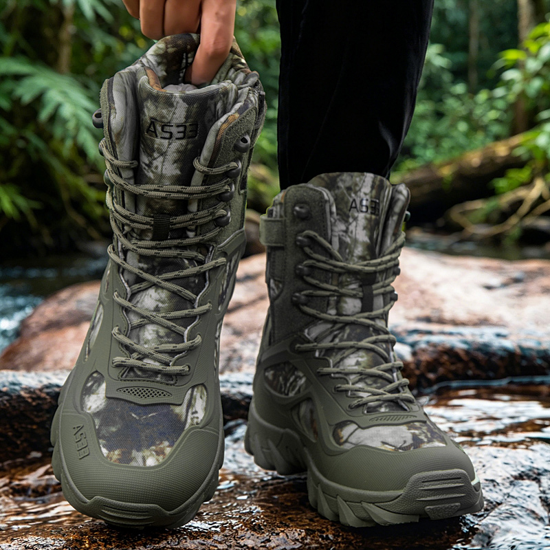 男性の戦術的なブーツ屋外超軽量安全足首通気性男性軍ブーツレー - Kids Outdoor Shoes のレビューと価格