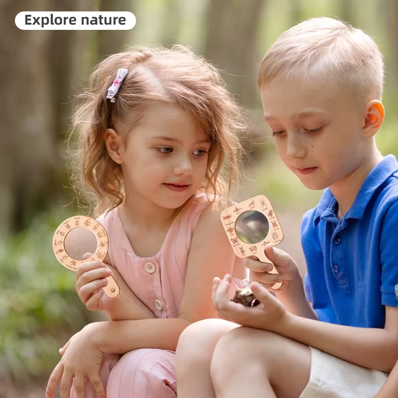 子供用木製拡大鏡 自然観察 昆虫や葉っぱの滑らかな表面 屋外 - Kids Outdoor Nature Toys のレビューと価格