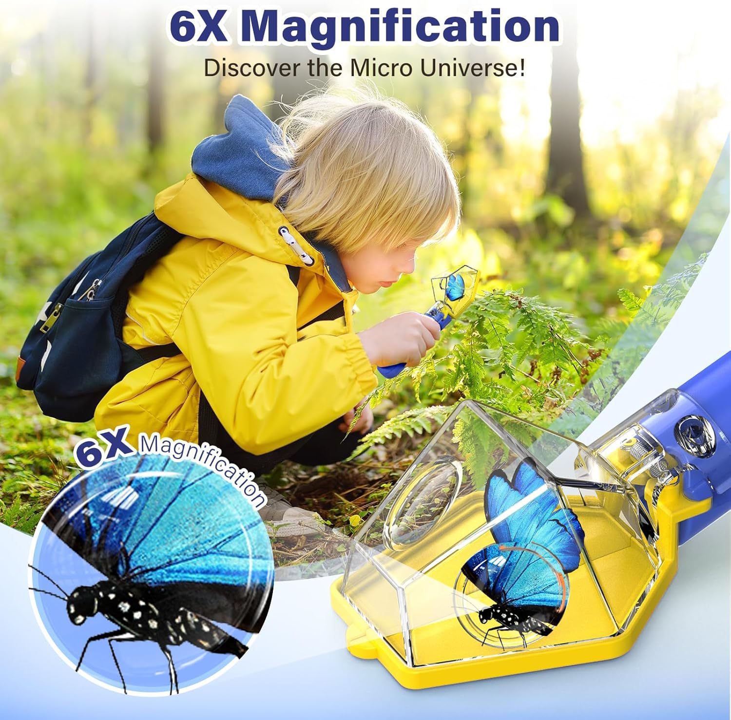 6倍拡大鏡付き子供用虫取り器、クリアビュー昆虫観察ボックス、 - Kids Outdoor Nature Toys のレビューと価格
